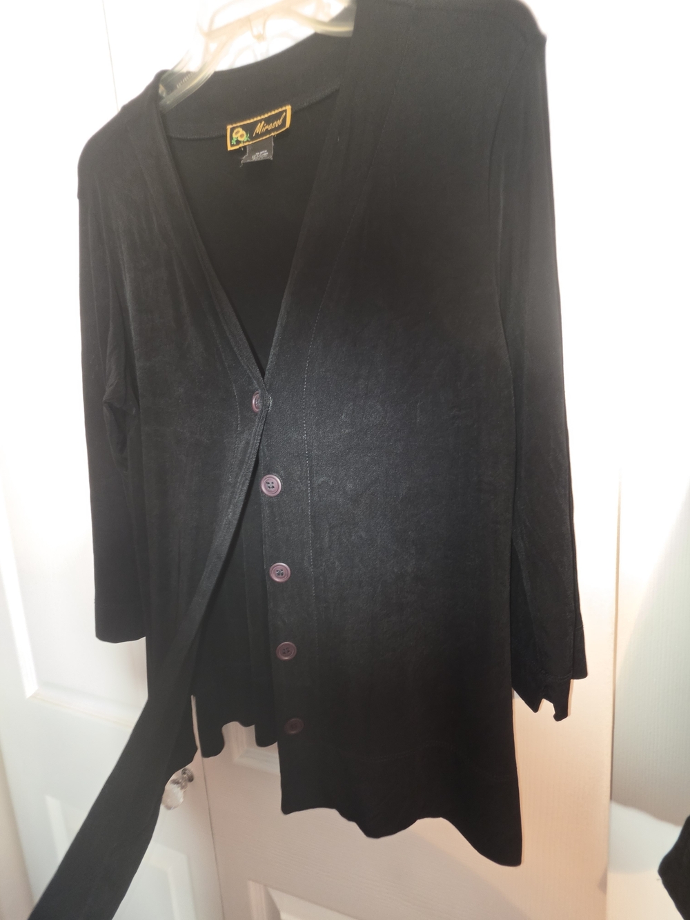 Mirasol Black V-Neck Button-Front Women's Sweater - Picture 2 of 5